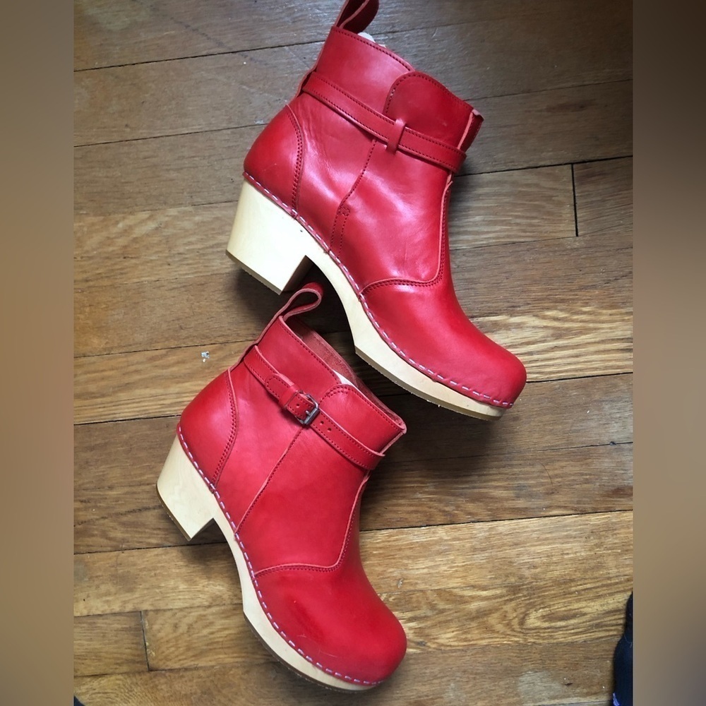 COPY - NIB 10 EU 41 Red Swedish Hasbeens Jodhpurs Ankle Boots Booties - Picture 2 of 10